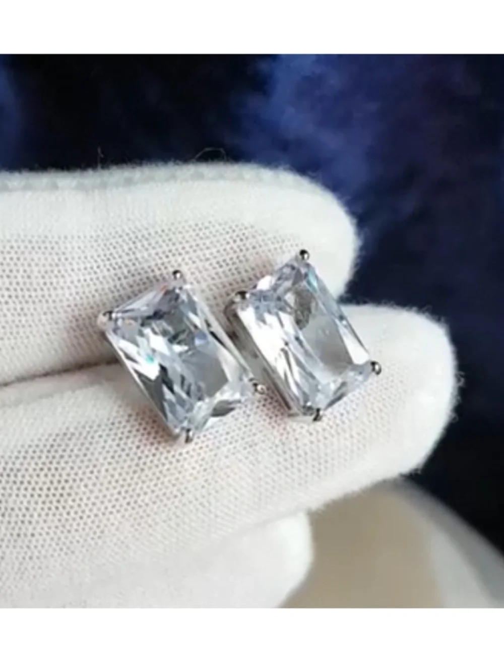 Swarovski Elements 925 Sterling Silver 4ct Emerald-cut Solitaire Earrings NEW
